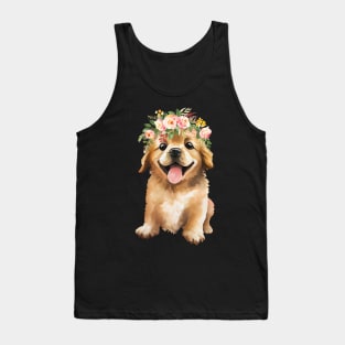 Golden Retriever Blumen Krone Tank Top